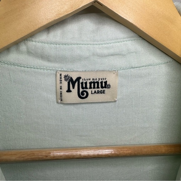 Show Me Your Mumu Antonelli Top. Large. Color: Mint Linen. RN#: 133910 - Picture 4 of 7